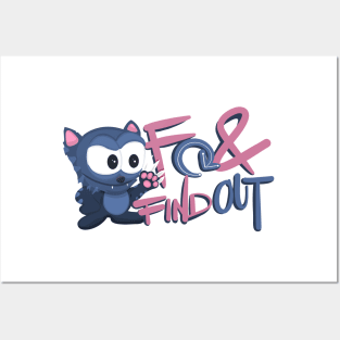 F*ck Around & Find Out Illustration With Cat With It's Claws Out (Blue) Posters and Art